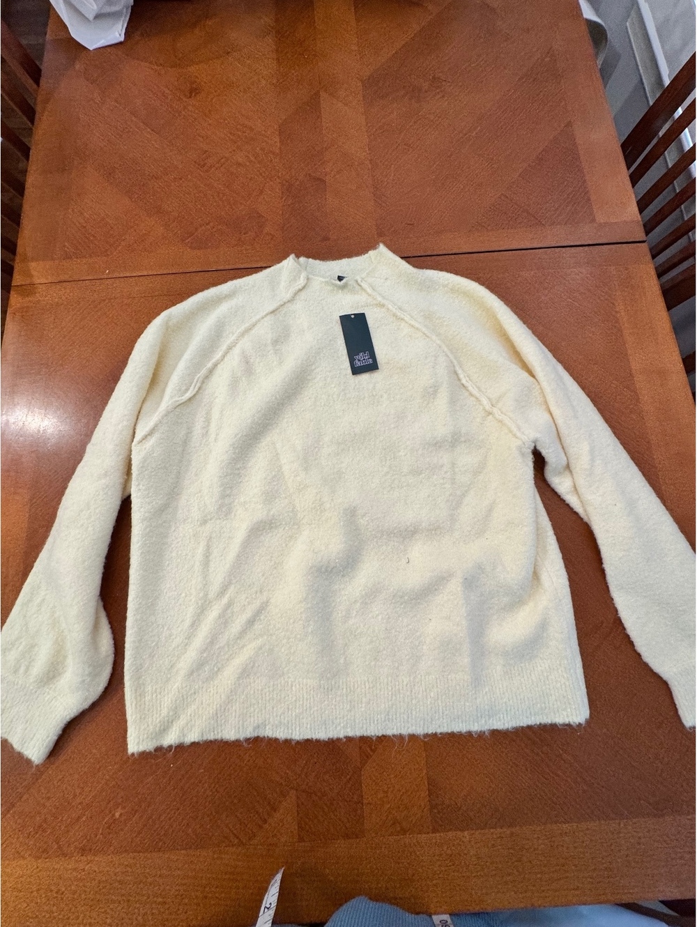 Wild Fable Cream Fuzzy Pullover Sweater, Size M 2806